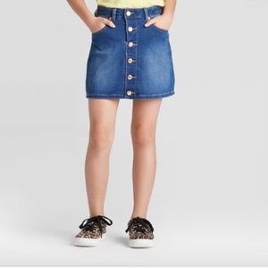 Girl's Button Down Front Jean Skirt Adjust Waist